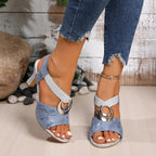 Margarita - Sandalias de tacón con detalle metalizado