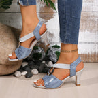 Margarita - Sandalias de tacón con detalle metalizado