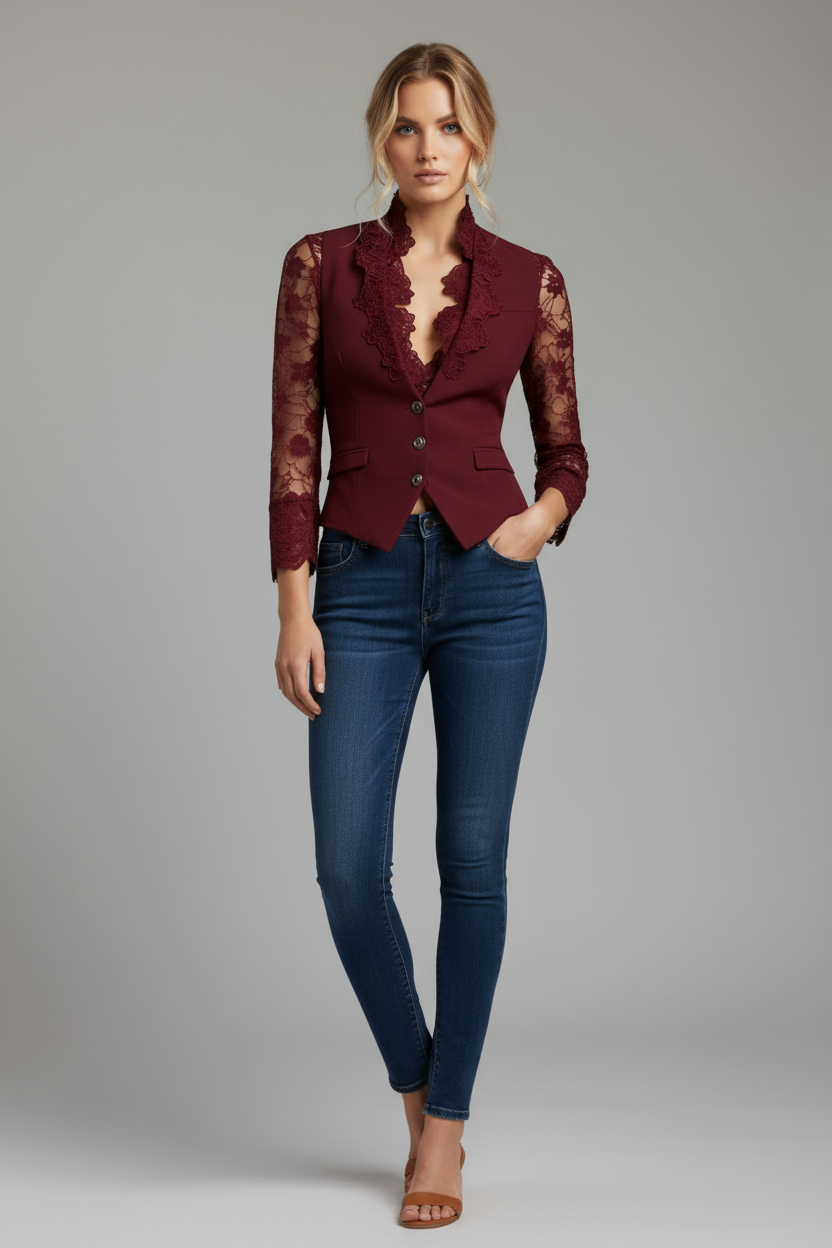 Blazer burdeos frontal