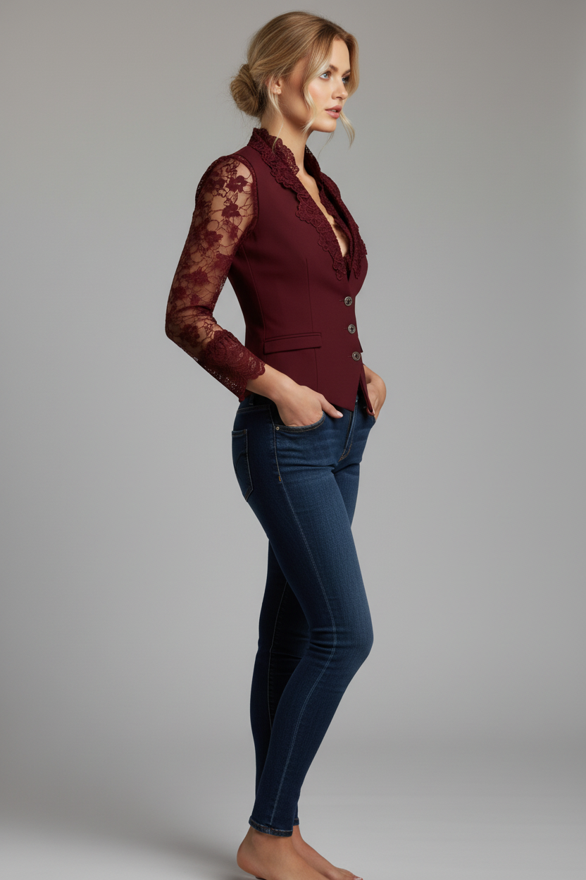 Blazer burdeos perfil