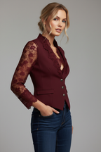 Blazer burdeos tres cuartos