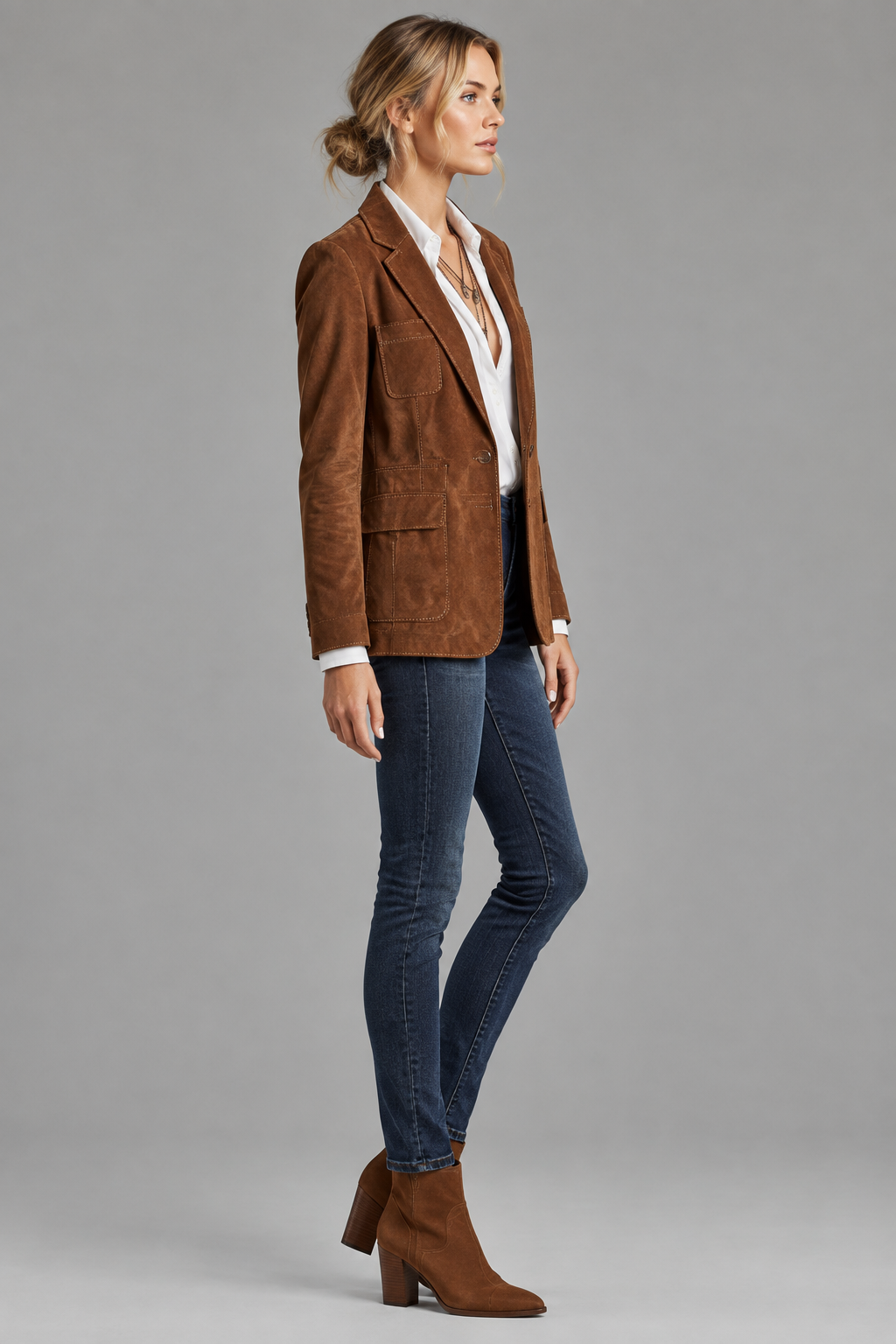 Blazer camel perfil