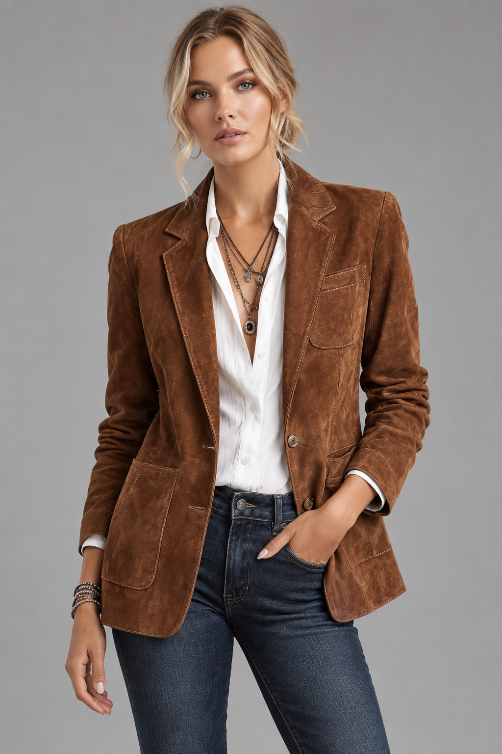 Blazer camel tres cuartos