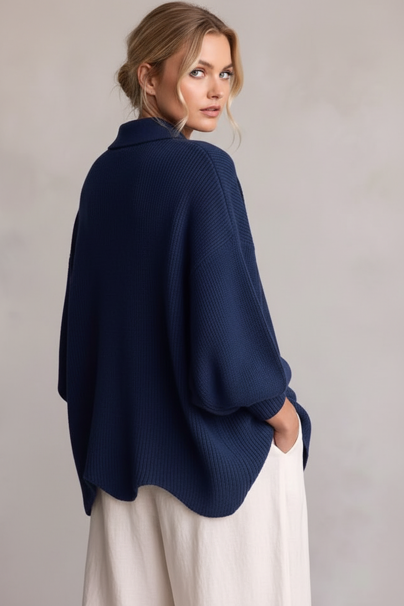 Cardigan azul marino espalda