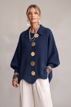 Cardigan azul marino tres cuartos