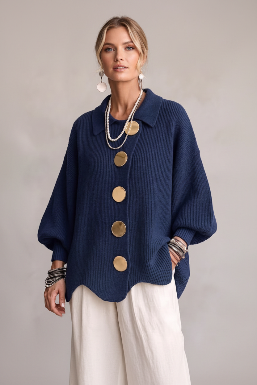 Cardigan azul marino tres cuartos
