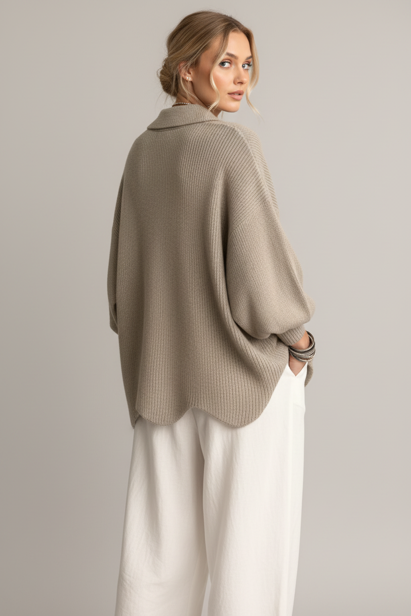 Cardigan beige espalda