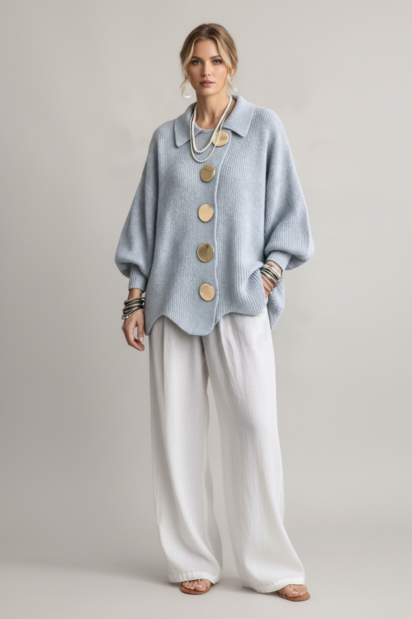 Cardigan celeste frontal