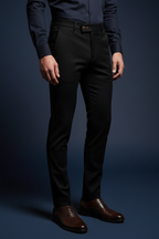 Carlos - Pantalón negro fondo elegante con cierre asimétrico