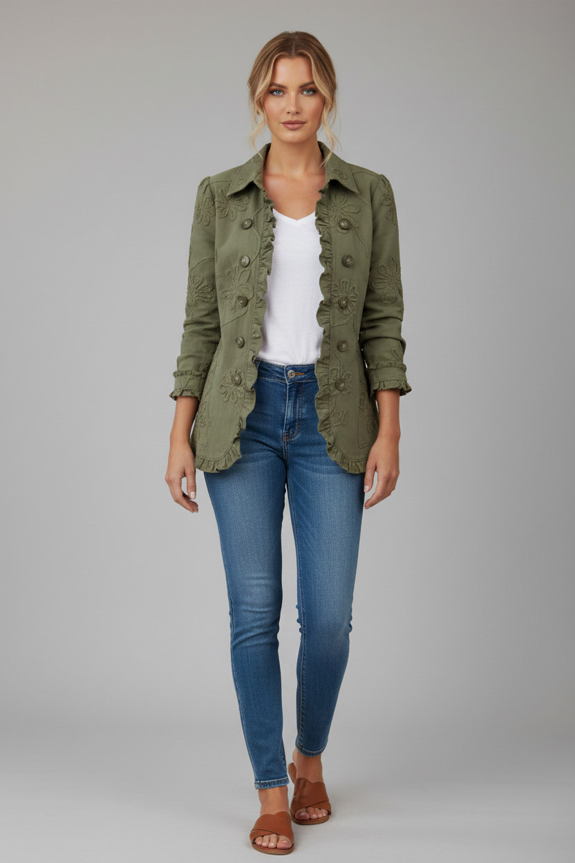 Chaqueta caqui frontal