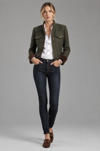 Chaqueta tweed verde frontal