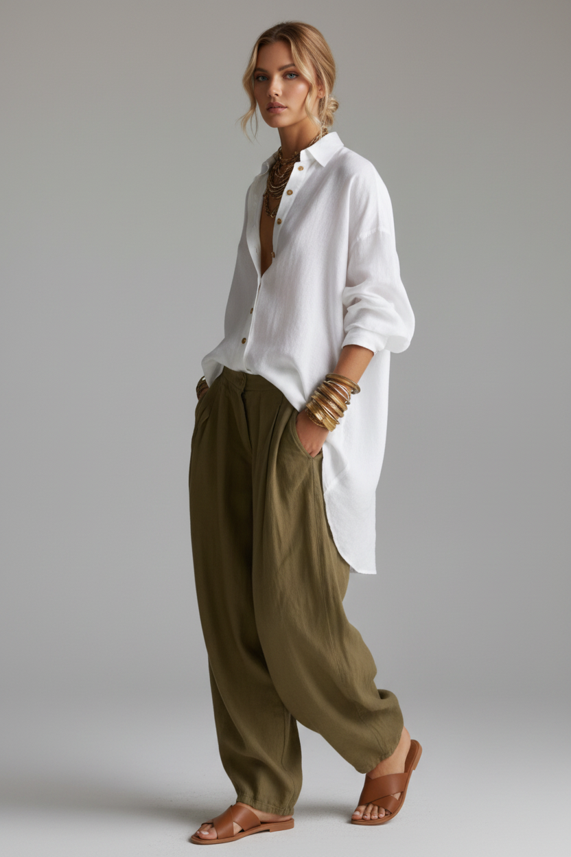 Conjunto khaki tres cuartos