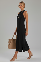 Noa - Vestido Midi con Cuello Halter y Detalles de Encaje