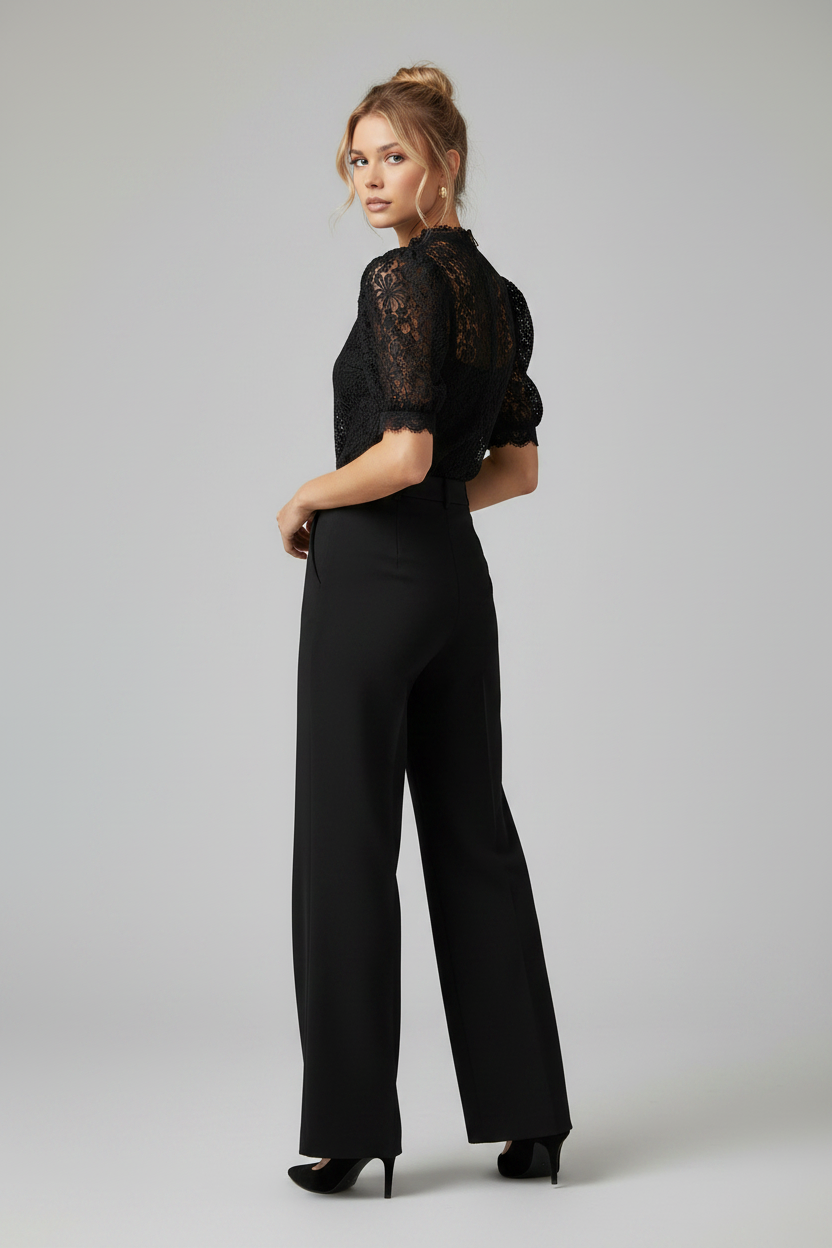 Sonia - Blusa de encaje con mangas abullonadas