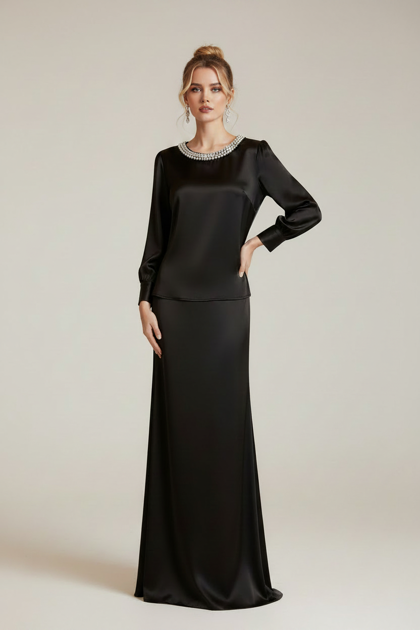 Nerea - Blusa de satén con detalle de pedrería