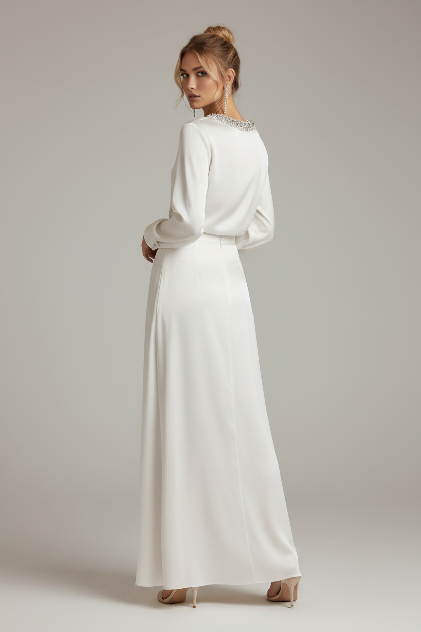 Nerea - Blusa de satén con detalle de pedrería
