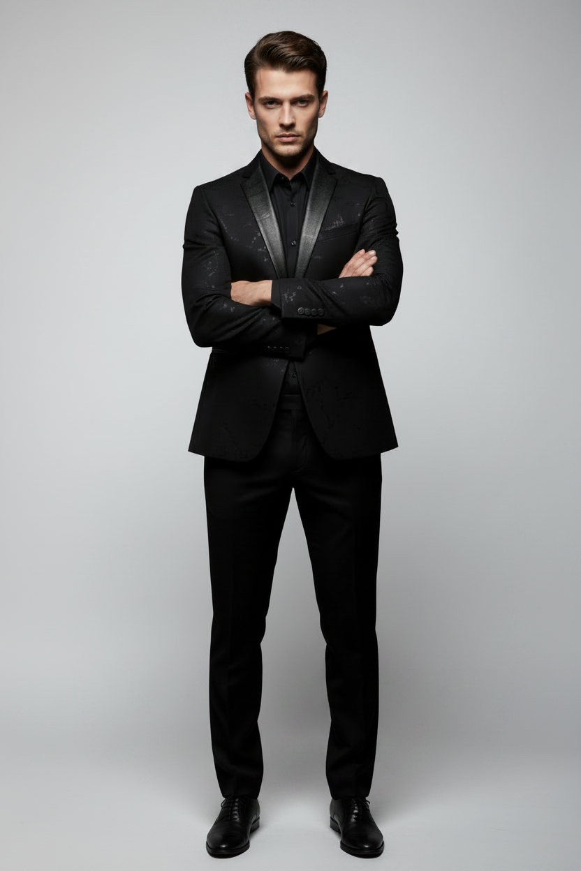 Gonzalo blazer negro brazos cruzados fondo claro