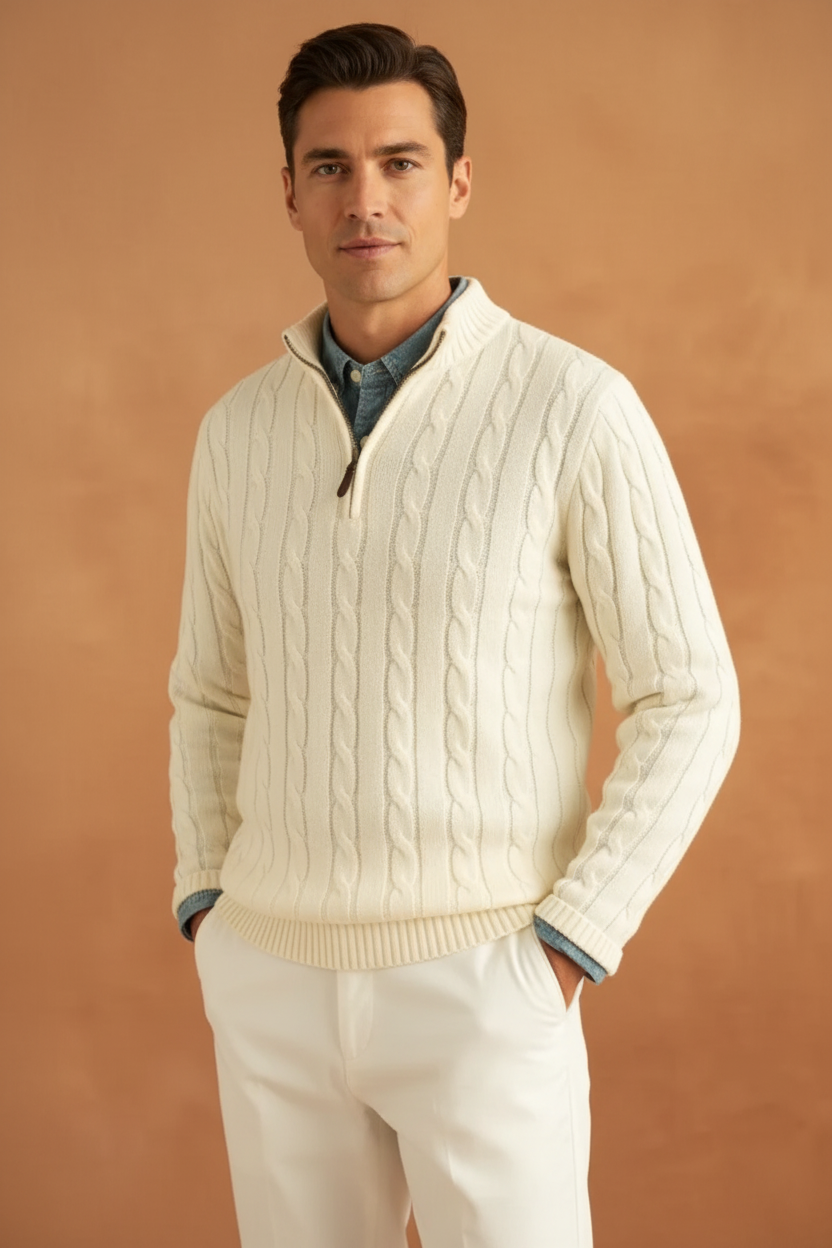 Jersey cable-knit crema