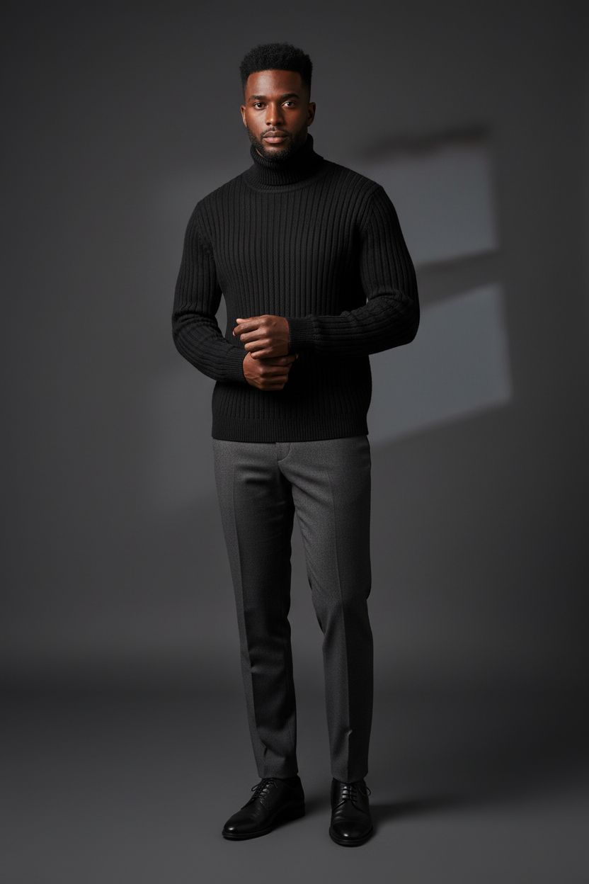 Jersey negro con modelo masculino