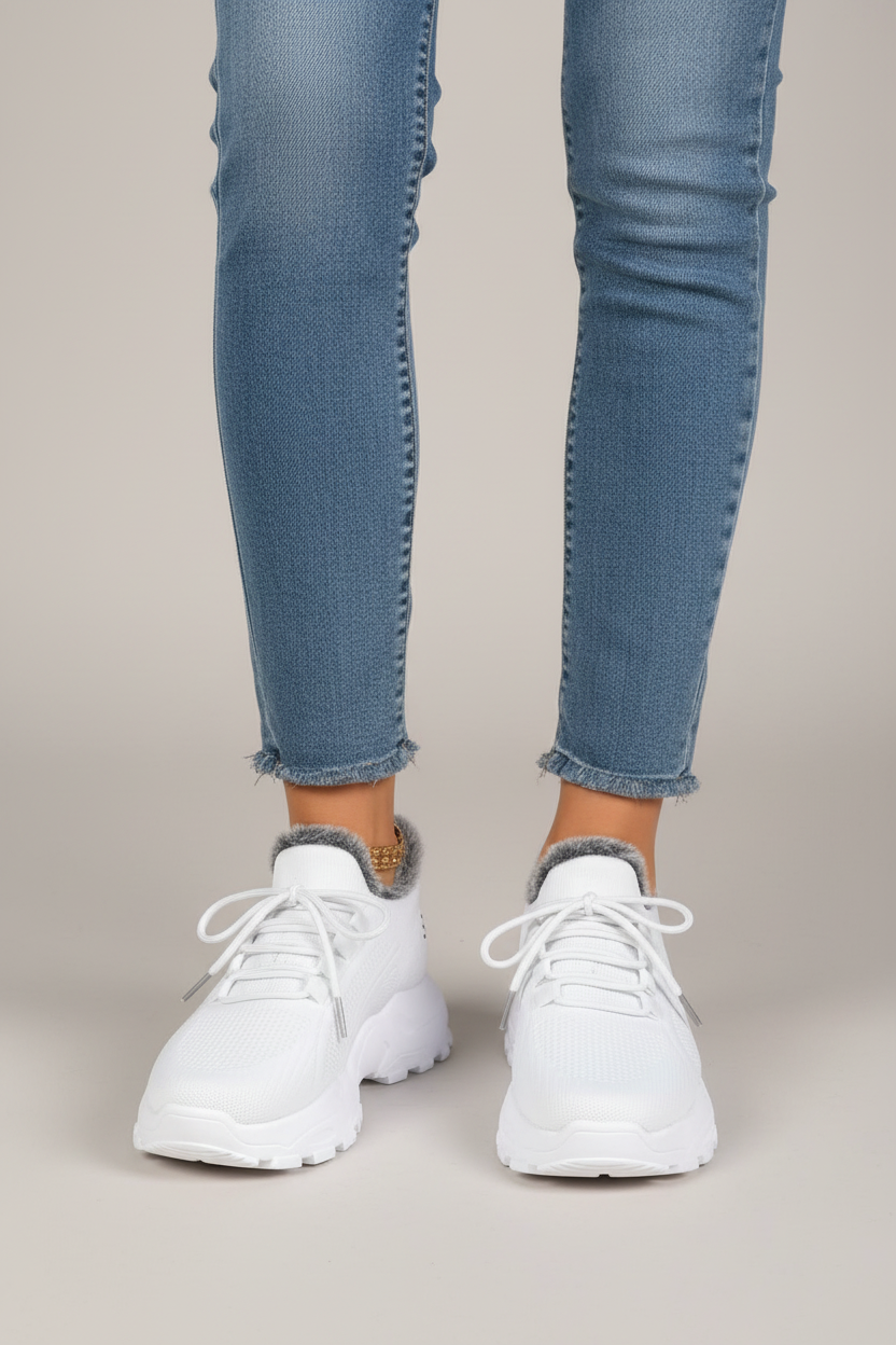 Sneakers blancas detalle frontal