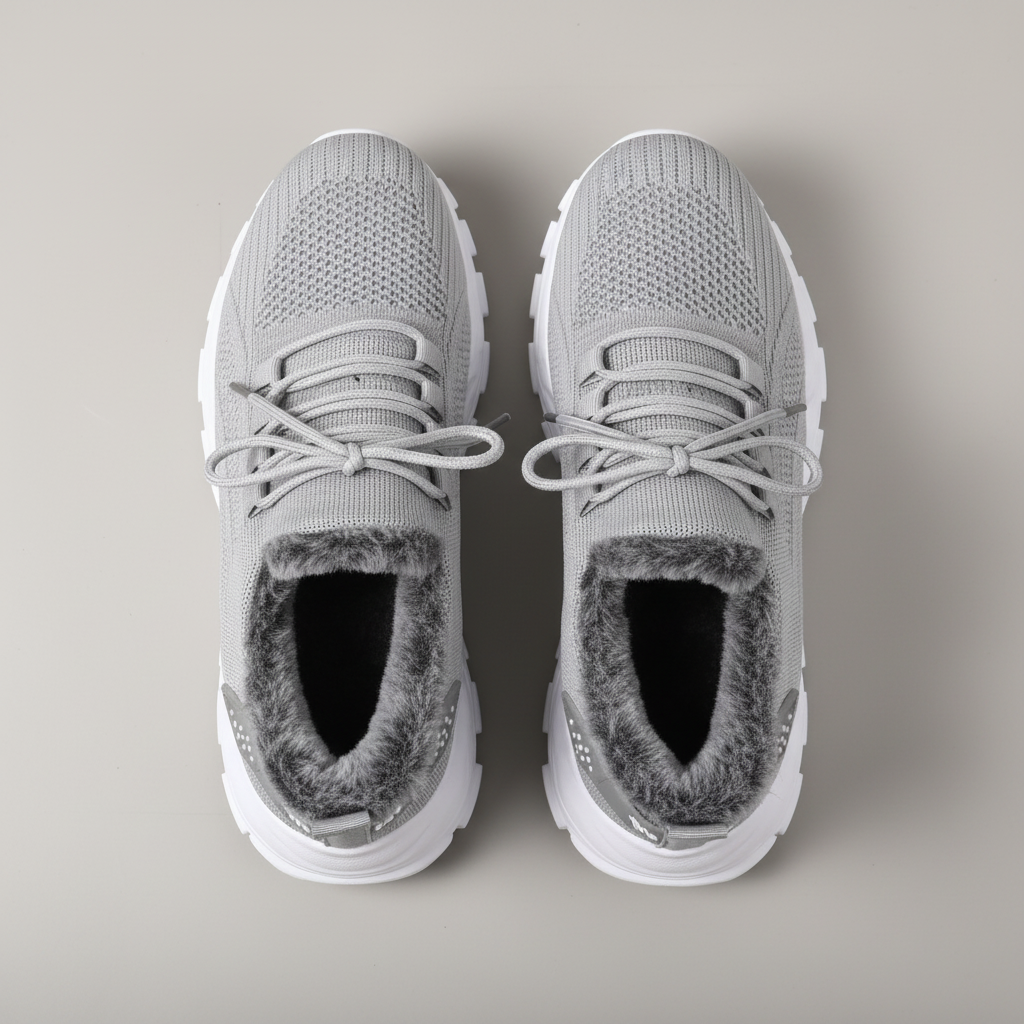 Sneakers grises overhead