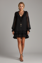 Vestido boho negro frontal