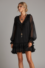 Vestido boho negro perfil