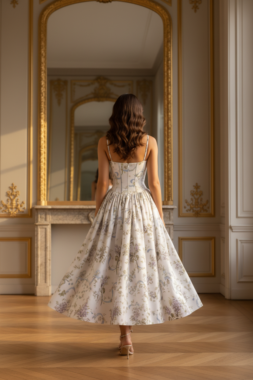 Vestido floral de espaldas