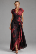 Vestido wrap burdeos frontal