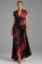 Vestido wrap burdeos frontal